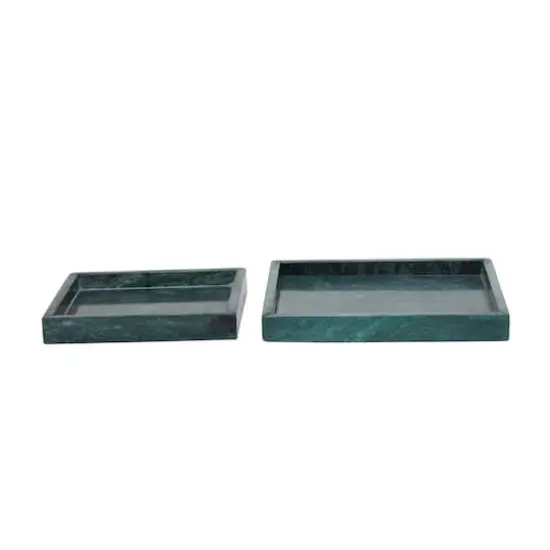 Modern Marble Tray with Raised Border Set Green {1}