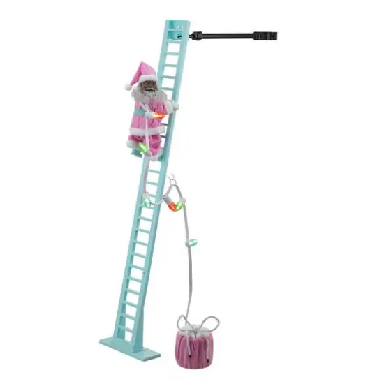 3.5ft. Animated Pastel Super Climbing Santa {7}