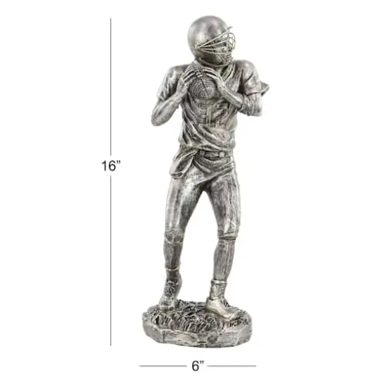 Silver Polystone Sculpture, Baseball Player 16" x 6" x 6" {7}