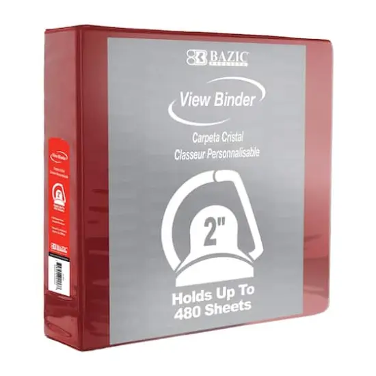 BAZIC&reg; 2" Slant D Ring View Binder with 2 Pockets, 6ct. Burgundy {4}