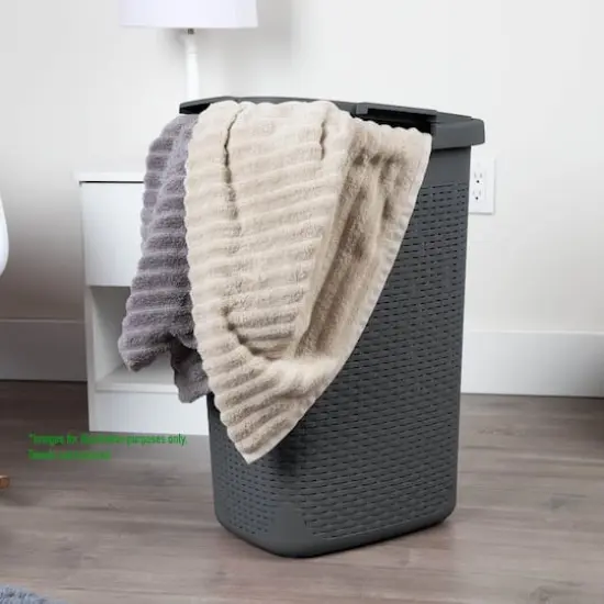 Mind Reader 60L Hamper Laundry Basket with Cutout Handles Gray {3}