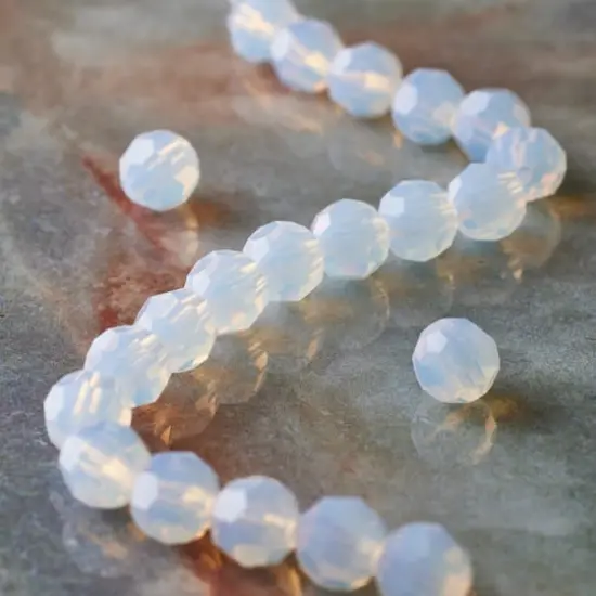 Preciosa Glass Crystal Round Beads, 6mm by Bead Landing&trade; White Opal {3}