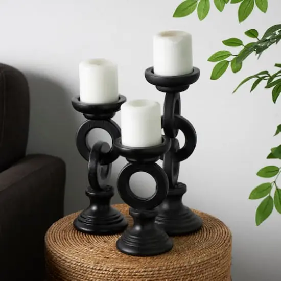 Black Chain Link Candle Holder Set {3}