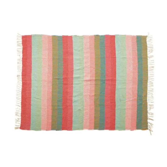 Hello Honey&reg; Multicolor Woven Recycled Cotton Blend Striped Throw with Tassels {1}