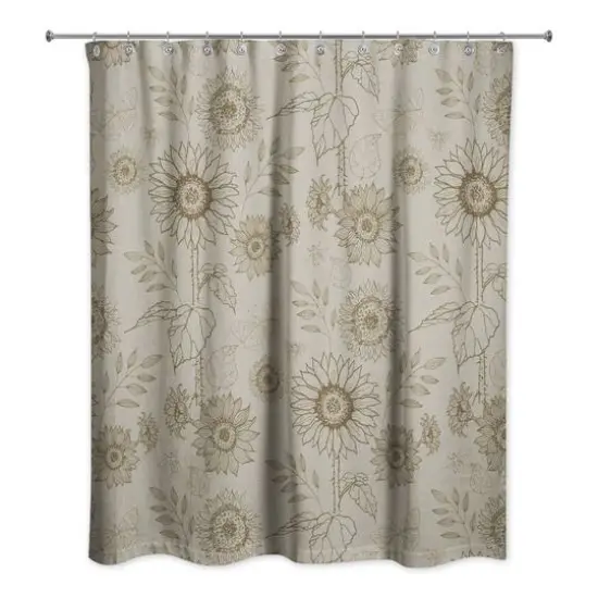 Sunflower Icons Shower Curtain Brown {1}