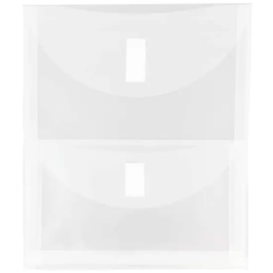JAM Paper 9.75" x 11.5" Clear 2-Pocket Plastic Hook & Loop Closure Envelopes, 12ct. {1}