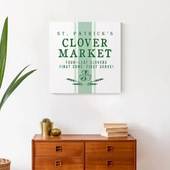 St. Patrick's Clover Market Canvas Wall Art {3}