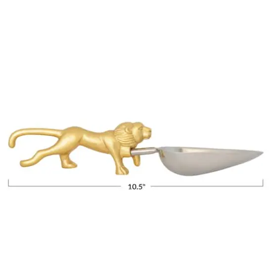 Hello Honey Stainless Steel and Cast Aluminum Scoop with Lion Shaped Handle, Gold Finish {8}