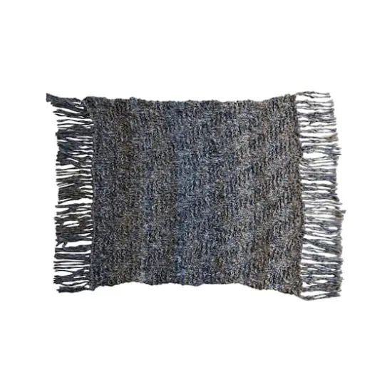 Hello Honey&reg; 60" Blue & Brown Woven M&eacute;lange Acrylic Throw with Fringe {1}