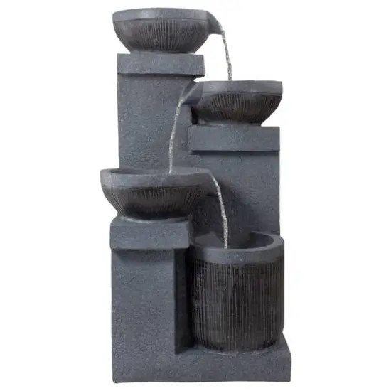 23" LED Cascading 4-Tier Bowl Outdoor Water Fountain {1}