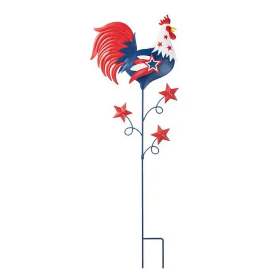 Glitzhome&reg; 35.7" Patriotic Rooster Yard Stake {1}