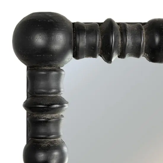 Hello Honey® 30.75" x 44" Black Chic Wood Beaded Dowel Frame Mirror {3}