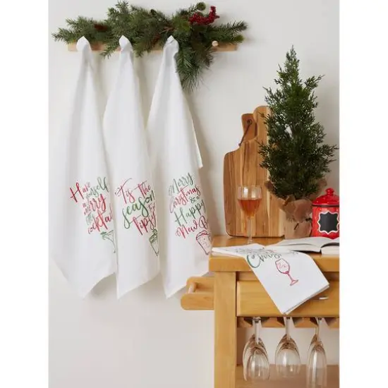 DII&reg; Assorted Tipsy Glitzy Christmas Dishtowel Set {9}