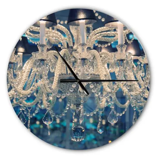 Designart Blue Vintage Crystal Chandelier Wall Clock {1}
