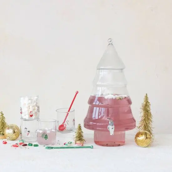 Hello Honey&reg; 4.5" Round Drinking Glass with Holiday Icon Pattern Set {4}