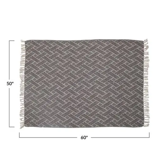 Hello Honey® 60" Recycled Cotton Blend Woven Throw Blanket With Herringbone Weave & Fringe Edge {3}