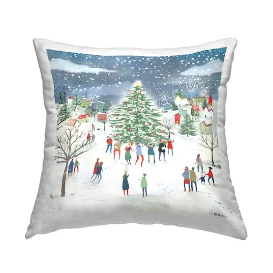 Stupell Industries Festive Town Holiday Snow Scene Pillow {1}