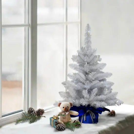 2 ft. Pre-Lit Table Top Artificial Christmas Tree In Blue Sac {4}