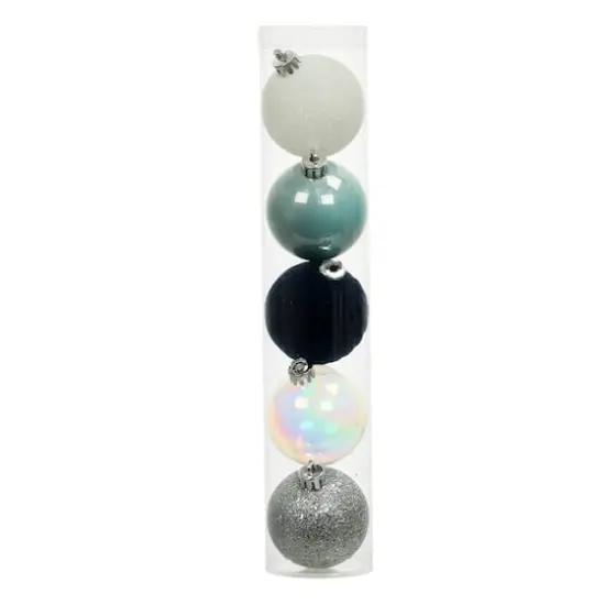 5 Pack 2.2" Blue & Silver Shatterproof Ball Ornaments by Ashland® {1}