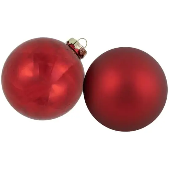 96ct. 3.25" Matte & Shiny Red & Gold Glass Ball Ornaments {3}