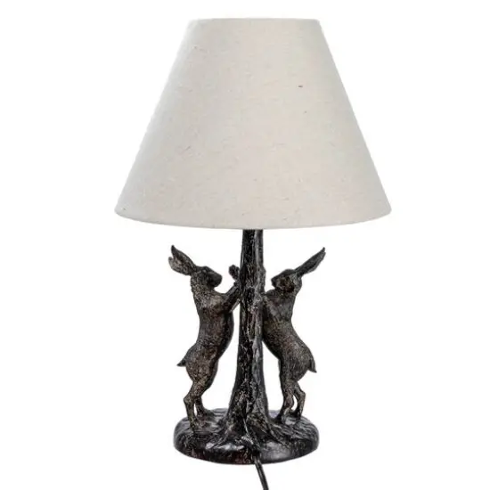 Hello Honey&reg; 18.5" Brown & Natural Bunny Rabbit Table Lamp with Linen Empire Shade {8}