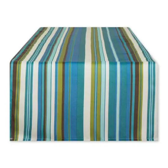 Beachy Stripe Print Outdoor Table Runner, 14" x 72" {1}