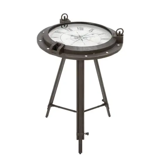 24" Black Metal Industrial Standing Clock Accent {1}