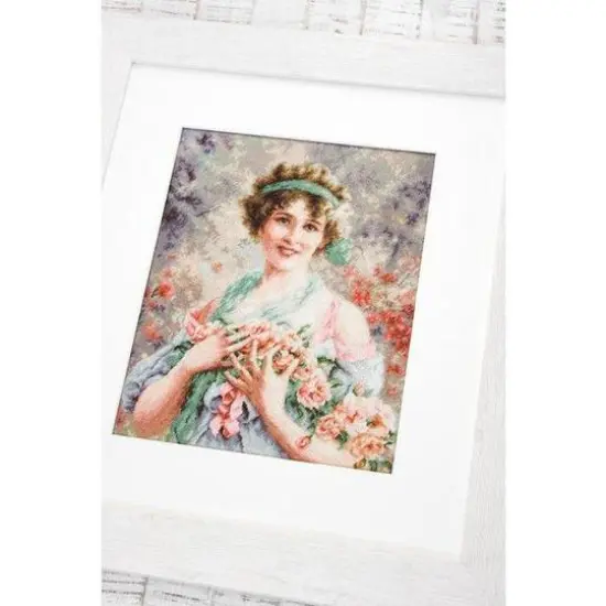 Luca-s The Girl With Roses Counted Cross Stitch Kit {5}