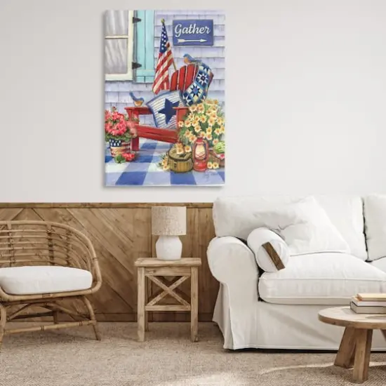 Stupell Industries Patriotic Porch View Canvas Wall Art {3}