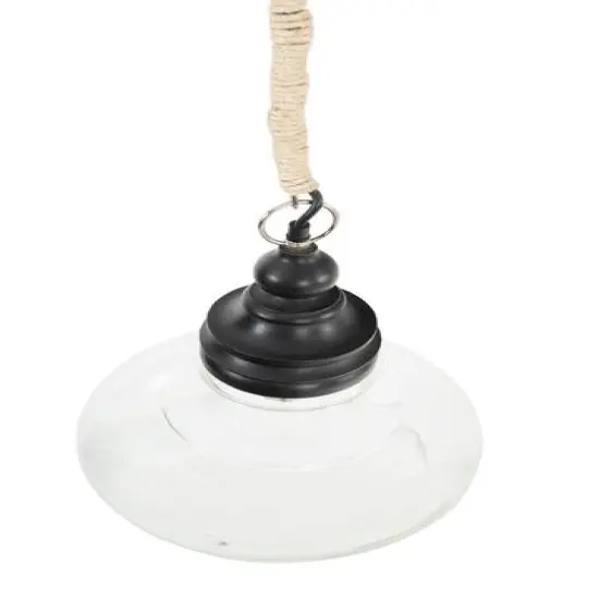 Hello Honey&reg; 15" Glass & Mango Wood Pendant Light {7}