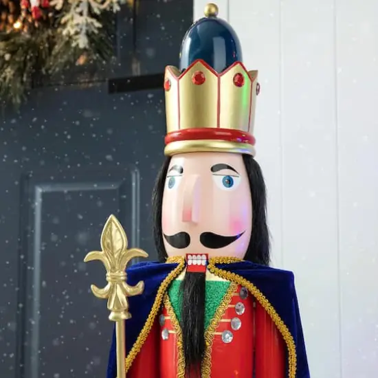 Glitzhome&reg; 3ft. Wooden Christmas King Nutcracker {7}