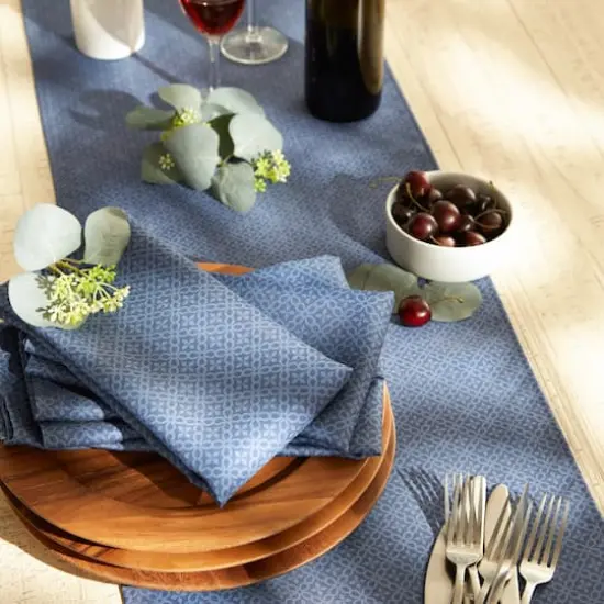 DII&reg; Oversized Tonal Lattice Print Outdoor Linen Dinner Napkins, 6ct. French Blue {6}