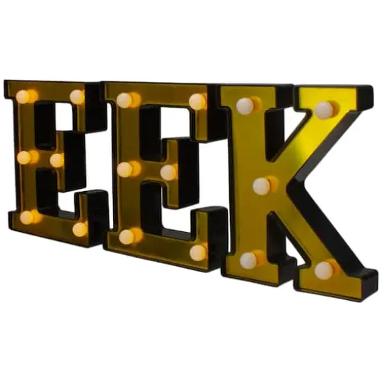 6.5" Lighted Black & Gold EEK Halloween Marquee Decoration {5}