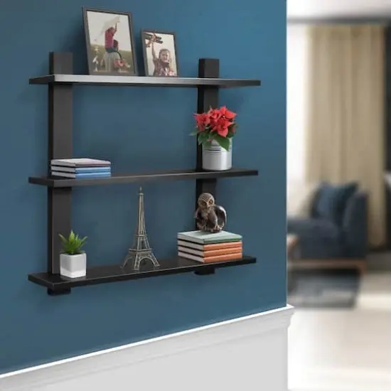 Sorbus 23.6" Triple Tier Floating Shelf Black {5}