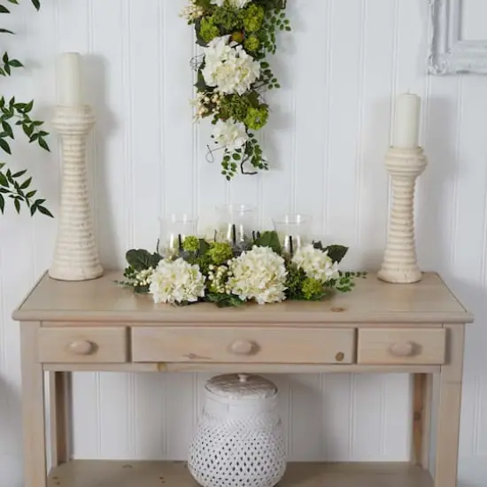 9.5" Snowball Hydrangea Triple Candelabrum {5}