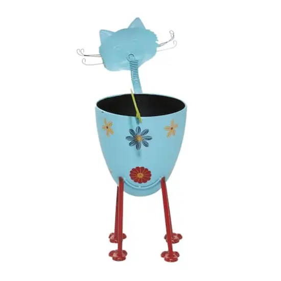 19" Blue Iron Farmhouse Cat Planter {5}