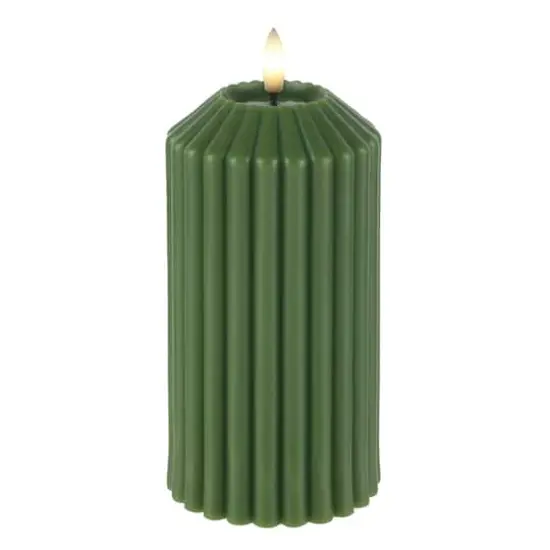 6" Ribbed Wax LED Pillar Candle by Ashland&reg; Green {3}