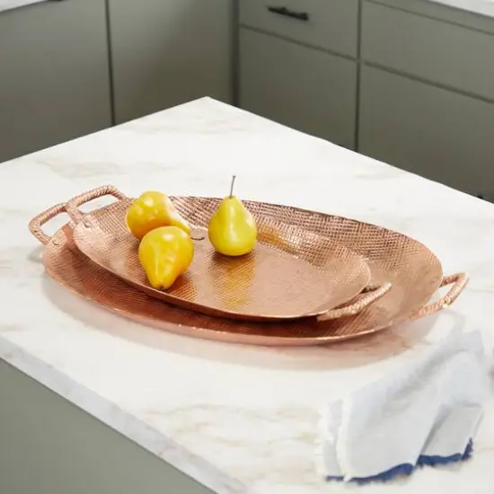 Set of 2" Bronze Aluminum Rustic Tray, 3" x 27" x 16" {8}