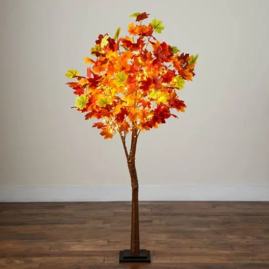 5ft. Pre-Lit Shades of Autumn Maple Artificial Fall Tree with 270 Warm White LED Lights {8}