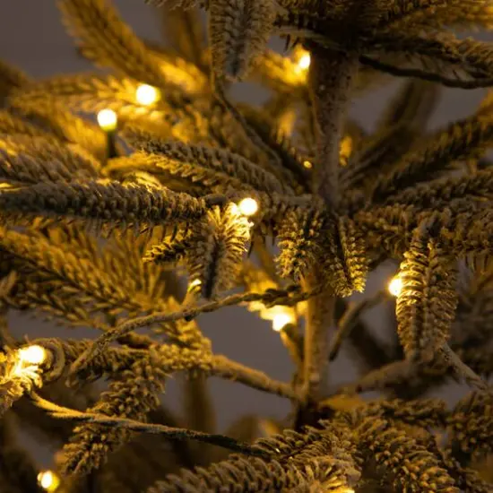 6ft. Pre-Lit Flocked Woodland Fir Artificial Christmas Tree, Warm White LED Lights {5}