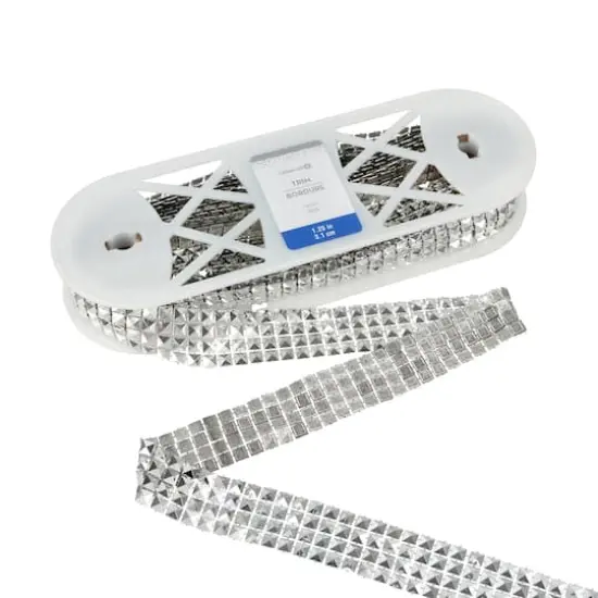 1.25" Silver Square Stud Mesh Trim by Celebrate It&reg; Fashion Mode {3}