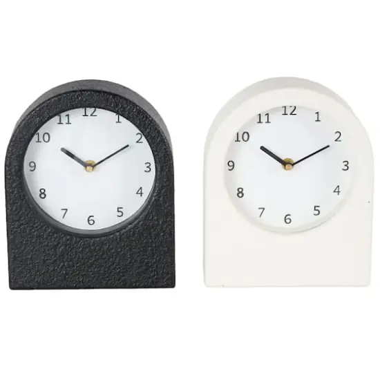 8.75" Textured Decorative Clock with Gold Accents Set {1}