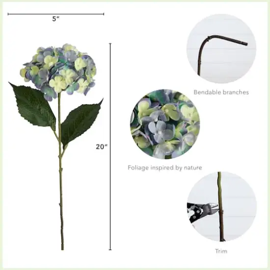 20" Blue Hydrangea Flower Stems, 3ct. {5}
