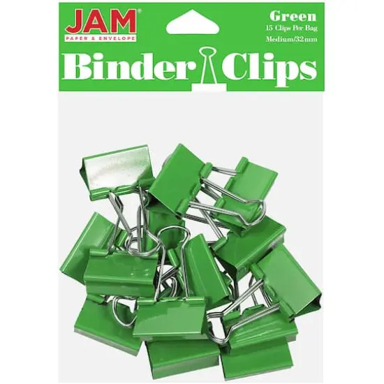 JAM Paper 1.25" Colorful Binder Clips, 30ct. Green {3}