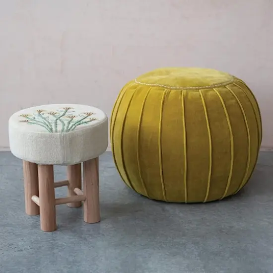 Hello Honey&reg; Bohemian Floral Embroidery Upholstered Stool {1}