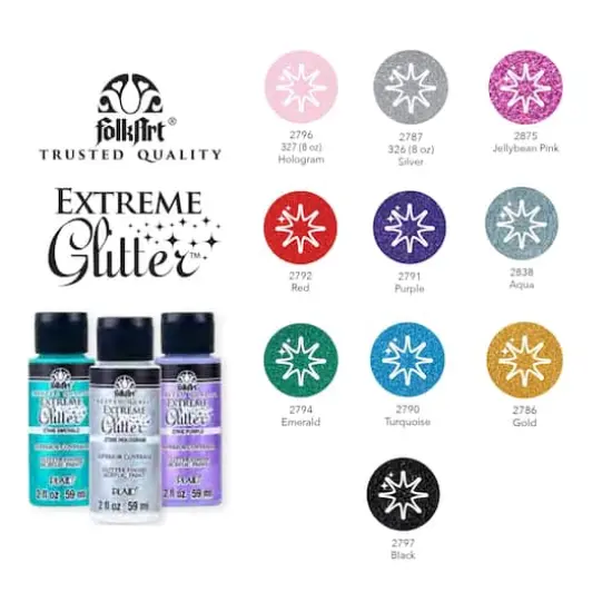 FolkArt&reg; Extreme Glitter Acrylic Craft Paint Set {3}