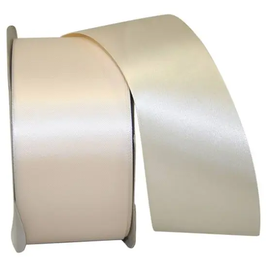 JAM Paper 2.5'' x 50yd. Double Face Satin Ribbon Ivory {1}