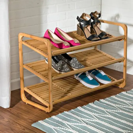 Honey Can Do 3-Tier Bamboo Shoe Rack {1}