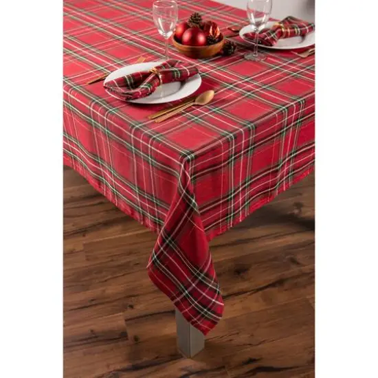 DII&reg; 120" Holiday Metallic Plaid Tablecloth {7}