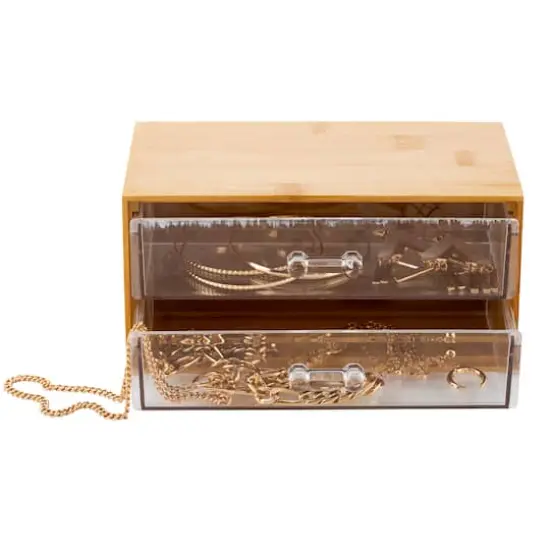 Simplify Bamboo 2-Tier Cosmetic & Jewelry Chest {5}